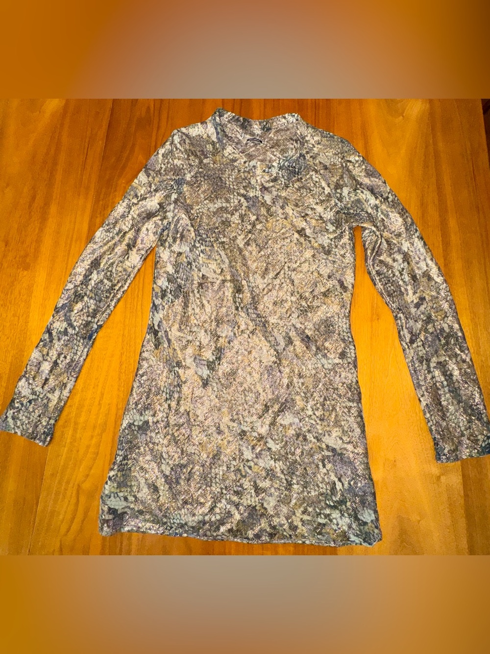 Isabel Marant Brown, Gray, Purple Snake-Print Long Sleeve Metallic Top, Size 36 - Picture 2 of 13